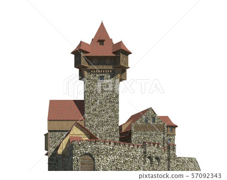 Fairy Tale Castle Isolated on White Background... - Stock Illustration ...