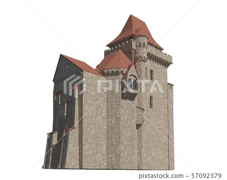 Fairy Tale Castle Isolated on White Background... - Stock Illustration ...