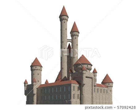 Fairy Tale Castle Isolated on White Background... - Stock Illustration ...