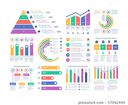 Analytics infographics elements. Data graphic, marketing chart diagram. Budget flat histogram Analytics infographics elements. Data graphic, marketing chart diagram. Budget flat histogram 57092449
