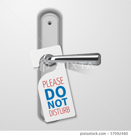 Metallic door handle with do not disturb white black vector Metallic door handle with do not disturb white black vector 57092480