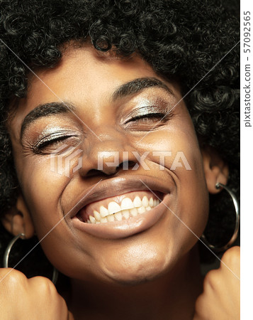 Close up portrait of young african-american emotional girl Close up portrait of young african-american emotional girl 57092565