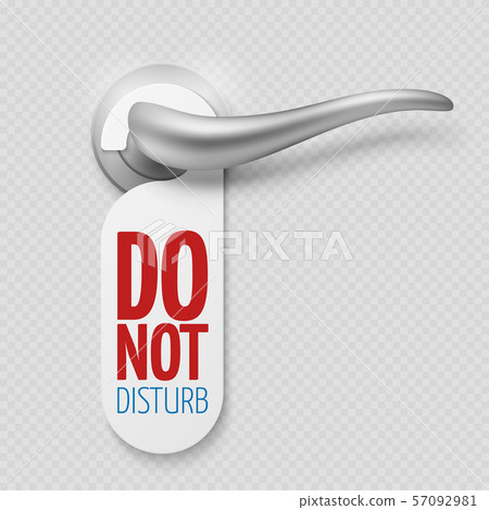Silver door handle with do not disturb white blank 57092981