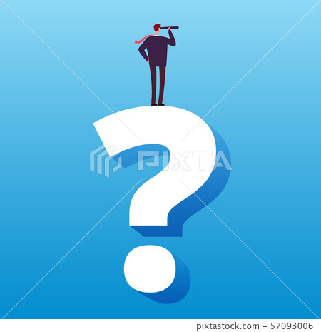 Businessman and question mark. Future decision, strategy choice and business challenge vector 57093006