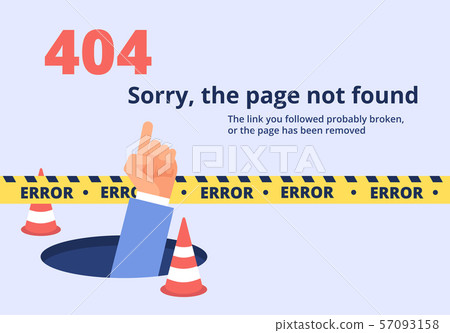 Not found concept. 404 error page design with hand holding message. Vector background 57093158