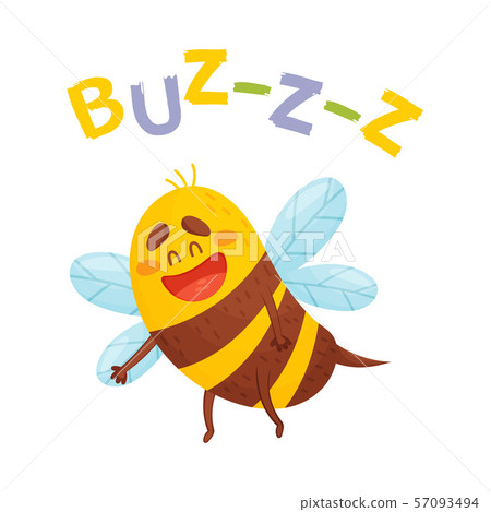 Cartoon striped bee. Vector illustration on a white background. Cartoon striped bee. Vector illustration on a white background. 57093494