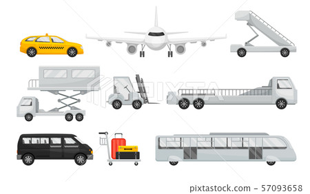 Set of transport for airport service. Vector illustration on a white background. Set of transport for airport service. Vector illustration on a white background. 57093658