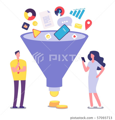Sale funnel. Lead management optimization and generation. Sale conversion vector illustration Sale funnel. Lead management optimization and generation. Sale conversion vector illustration 57093713