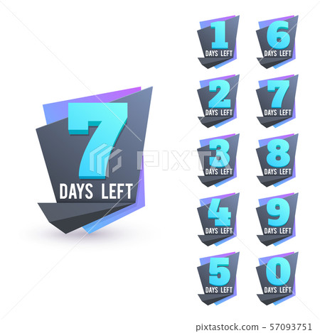 Day to go numbers. Days left countdown business sign vector set 57093751