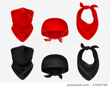 Head bandanas, neck scarf and realistic vector set Head bandanas, neck scarf and realistic vector set 57093799