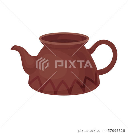 Clay teapot without a lid. Vector illustration on a white background. Clay teapot without a lid. Vector illustration on a white background. 57093826