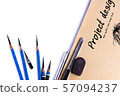 Equipment for drawing, including pencil, eraser, 57094237