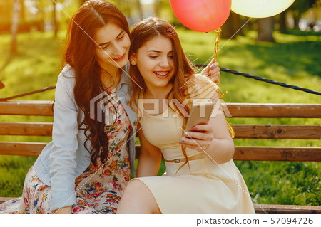 girls with ballons girls with ballons 57094726