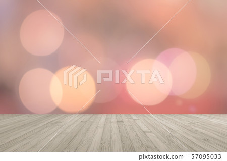 Wood floor terrace or wooden table with blur background rooftop perspective view city night light bokeh 57095033