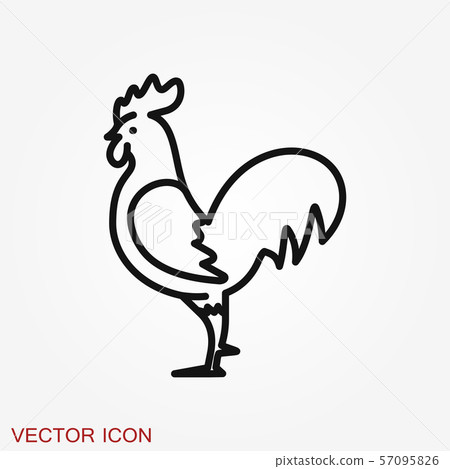 Cock icon. Rooster Flat cock icon design style - Stock Illustration ...