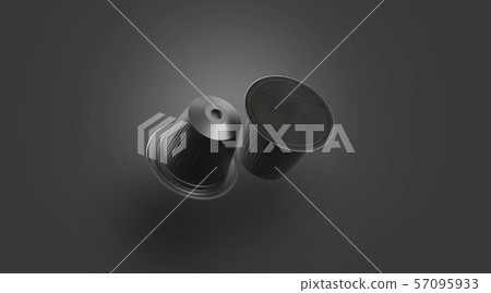 Blank black plastic coffee capsule mockup, isolated on darkness 57095933