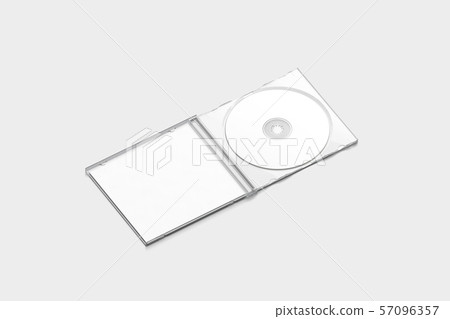 Blank white cd case mockup opened, side view, isolated, 57096357