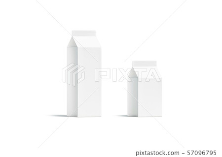 Blank white small and big milk pack mockup set, isolated Blank white small and big milk pack mockup set, isolated 57096795