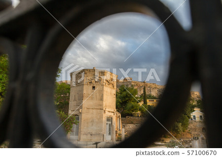 View through gate of Tower of the Wind-gods in Roman Forum and Acropolis View through gate of Tower of the Wind-gods in Roman Forum and Acropolis 57100670