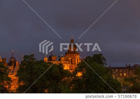 Illuminated George Heriot's School in Edinburgh, Scotland 57100678