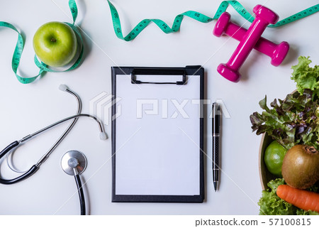 Clipboard with healthy fruit, vegetable and Clipboard with healthy fruit, vegetable and 57100815