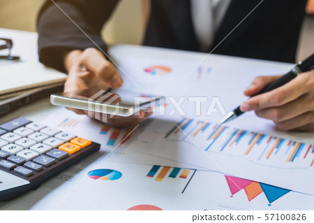 Businesswoman working on Desk office with 57100826
