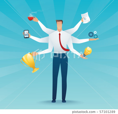 businessmen character multitasking hard work. concept of working hard vector illustration EPS10 57101289