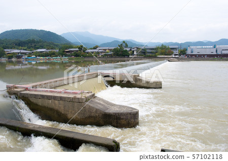 Katsura River flooded due to heavy rain Katsura River flooded due to heavy rain 57102118
