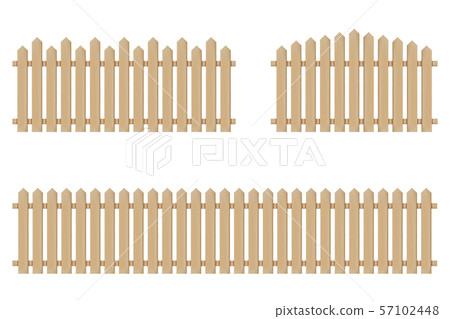 Brown wooden fence isolated on white background. Fence set. Brown wooden fence isolated on white background. Fence set. 57102448
