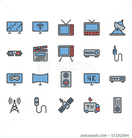 Television related icon set. Vector illustration 57102804