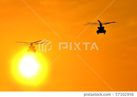 The most beautiful sunset helicopter Good luck helicopter 57102956
