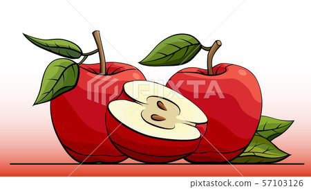 Illustration group of red apples. 57103126
