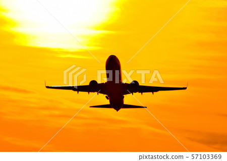 The most beautiful sunset airplane 57103369