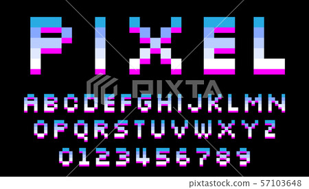 Pixel font. 8 bit letters and numbers. 57103648