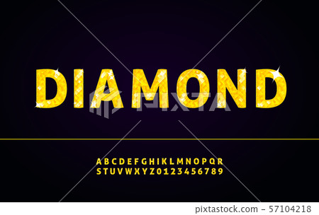 Diamond alphabet font with letters and numbers Diamond alphabet font with letters and numbers 57104218