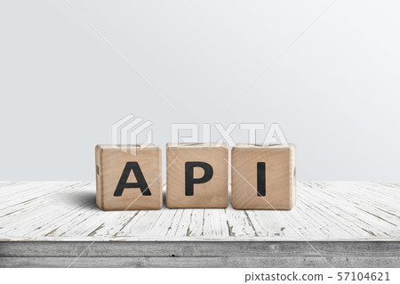 API app programming sign made of wooden blocks 57104621