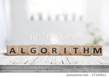 Algorithm word on a wooden sign made of blocks Algorithm word on a wooden sign made of blocks 57104622