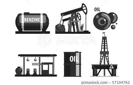 Oil Industry Production Set, Gasoline Processing Black Symbols Flat Vector Illustration Oil Industry Production Set, Gasoline Processing Black Symbols Flat Vector Illustration 57104762