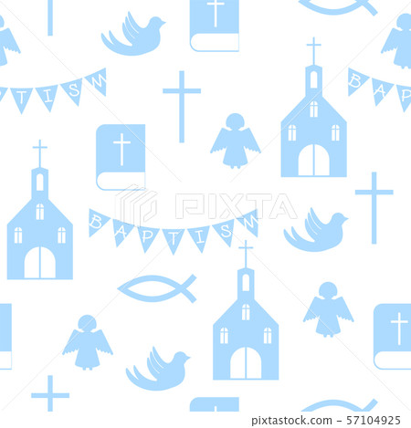 christian seamless pattern with church and bible - Stock Illustration ...