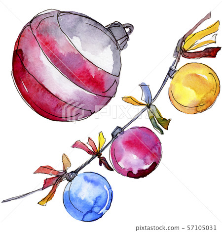 Christmas winter holiday symbol isolated. Watercolor background set. Isolated christmas illustration 57105031