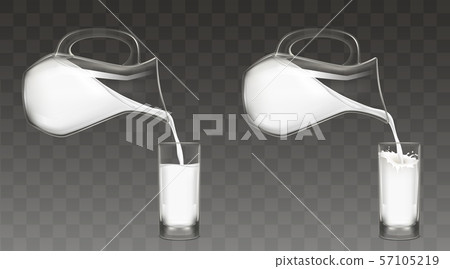 Pouring milk from jug into glass vector 57105219