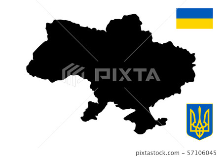 Vector Map of Ukraine with Flag and Coat Of Arms Vector Map of Ukraine with Flag and Coat Of Arms 57106045