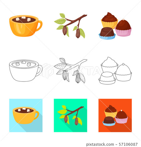 Vector design of food and yummy sign. Set of food and brown stock vector illustration. 57106087