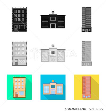 Isolated object of municipal and center sign. Set of municipal and estate stock vector illustration. 57106177