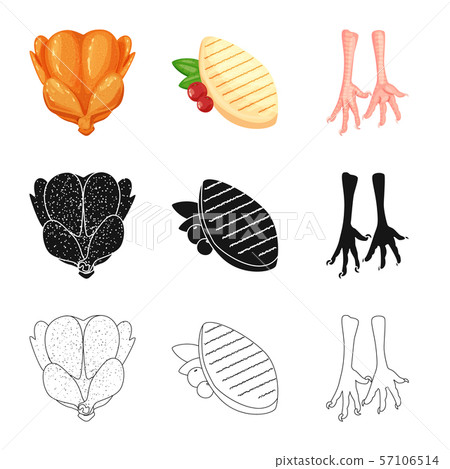 Vector design of product and poultry symbol. Collection of product and agriculture stock symbol for Vector design of product and poultry symbol. Collection of product and agriculture stock symbol for 57106514