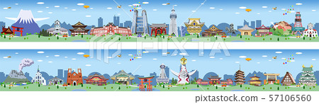 網的日本旅遊勝地都市風景例證 57106560