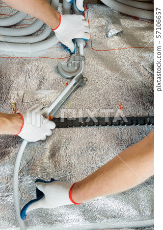 Installation of a warm floor. Installation of a warm floor. 57106657