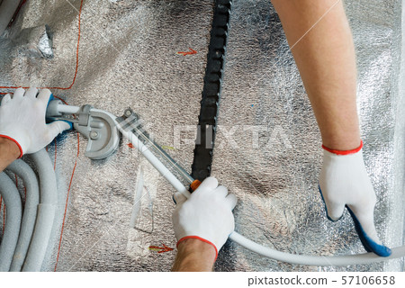 Installation of a warm floor. Installation of a warm floor. 57106658