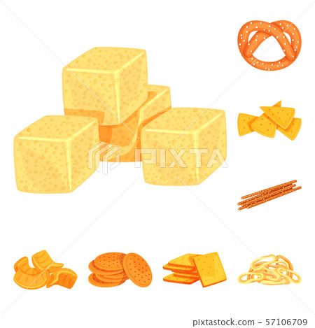 Isolated object of food and crunchy logo. Collection of food and flavor vector icon for stock. 57106709