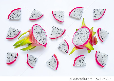 Dragon fruit, pitaya isolated on white. Delicious 57106798